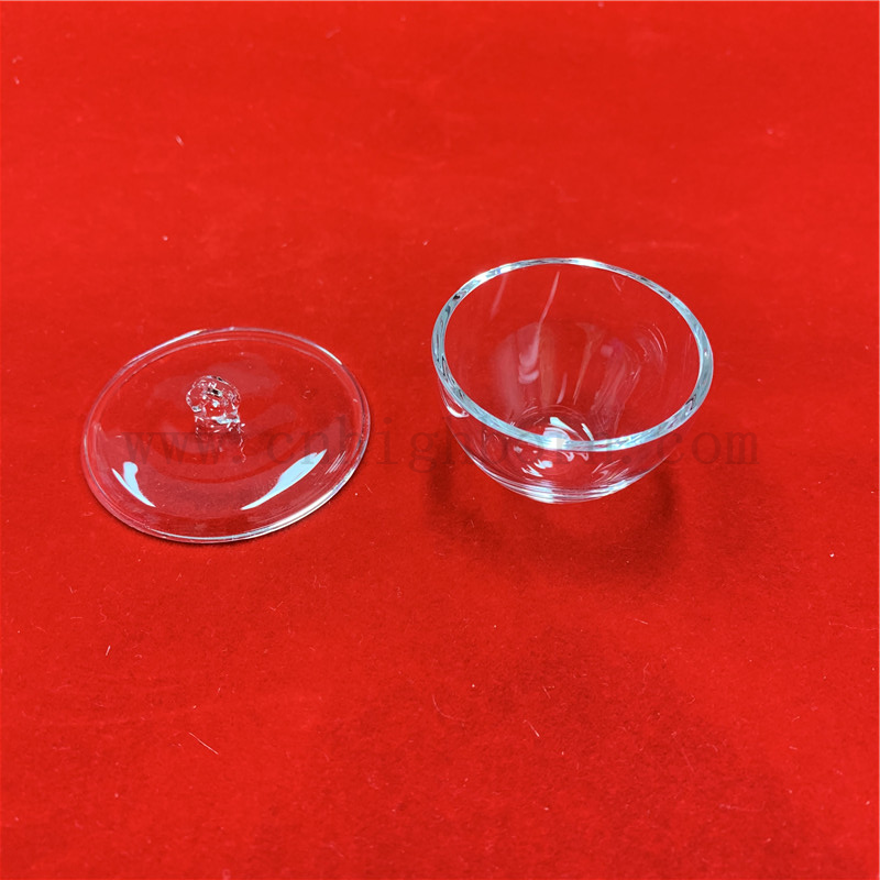 Crucible en verre de quartz de silice fusionné transparent avec couvercle
