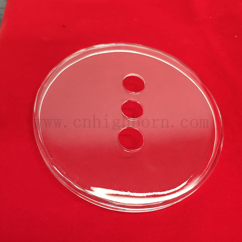 Forage laser transparent trois trous disque rond en verre quartz