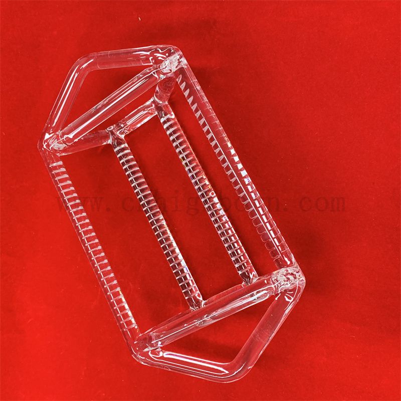  Recherche de laboratoire Clear Quartz Instrument transparent Rack Square Cylindre Cylindre Semi-conducteur Insert à fentes à fentes Porte-chaussée en verre
