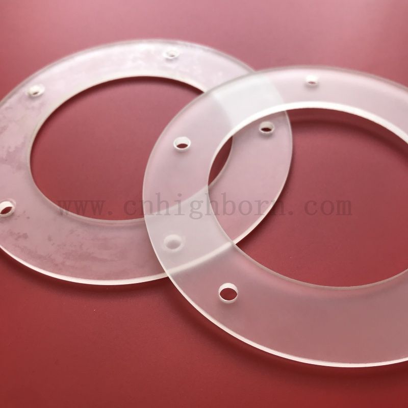 Bride en verre de quartz givré personnalisé avec trou pour chauffage 