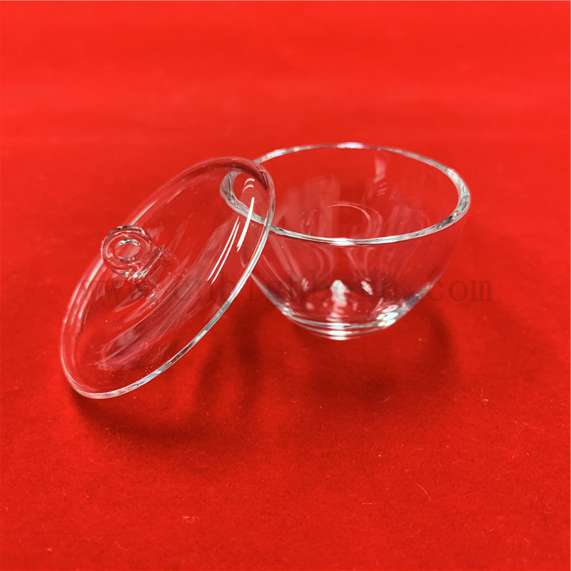 Crucible en verre de quartz de silice fusionné transparent avec couvercle