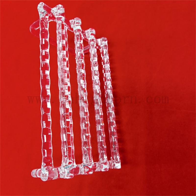  En laboratoire Research Quartz Instrument transparent en verre transparent Conteneur en verre transparent en quartz de chauffage en quartz avec poignée pour semi-conductrice