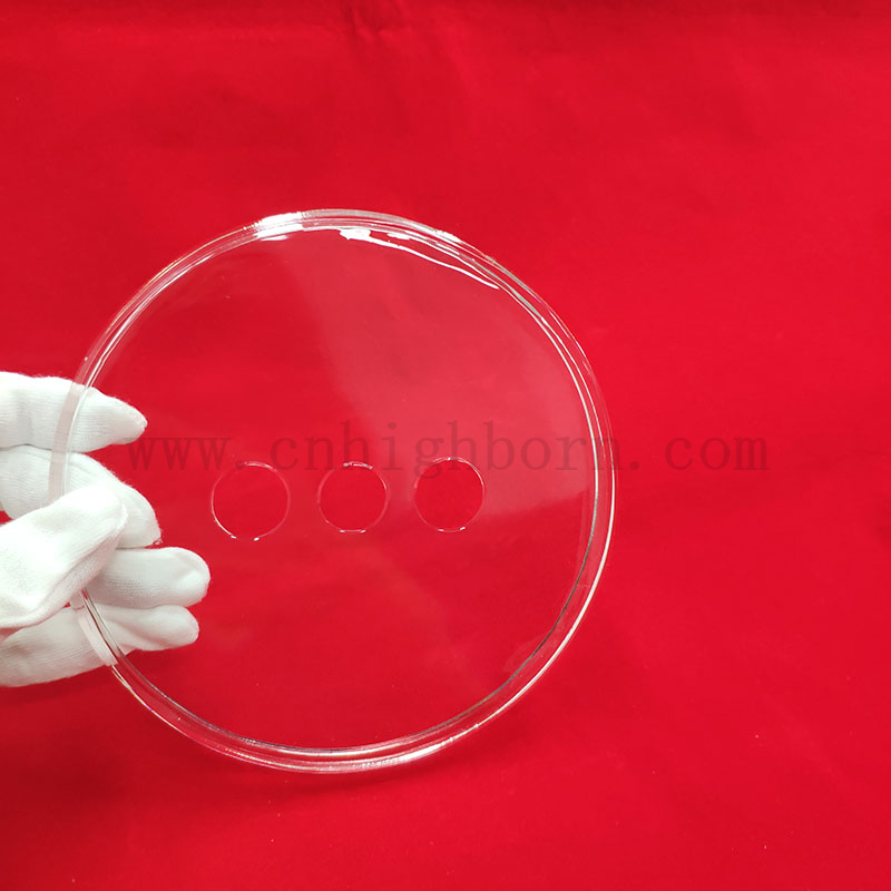 Forage laser transparent trois trous disque rond en verre quartz